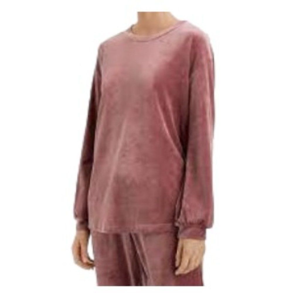 Hanro Favourites Luxury Velour Long Sleep Shirt Top Silent Pink Medium N…